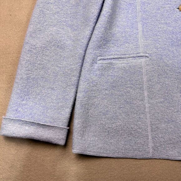 Lands End Wool Blazer Coat Jacket Size 12 Blue Fleece Pockets Buttons - Picture 6 of 11